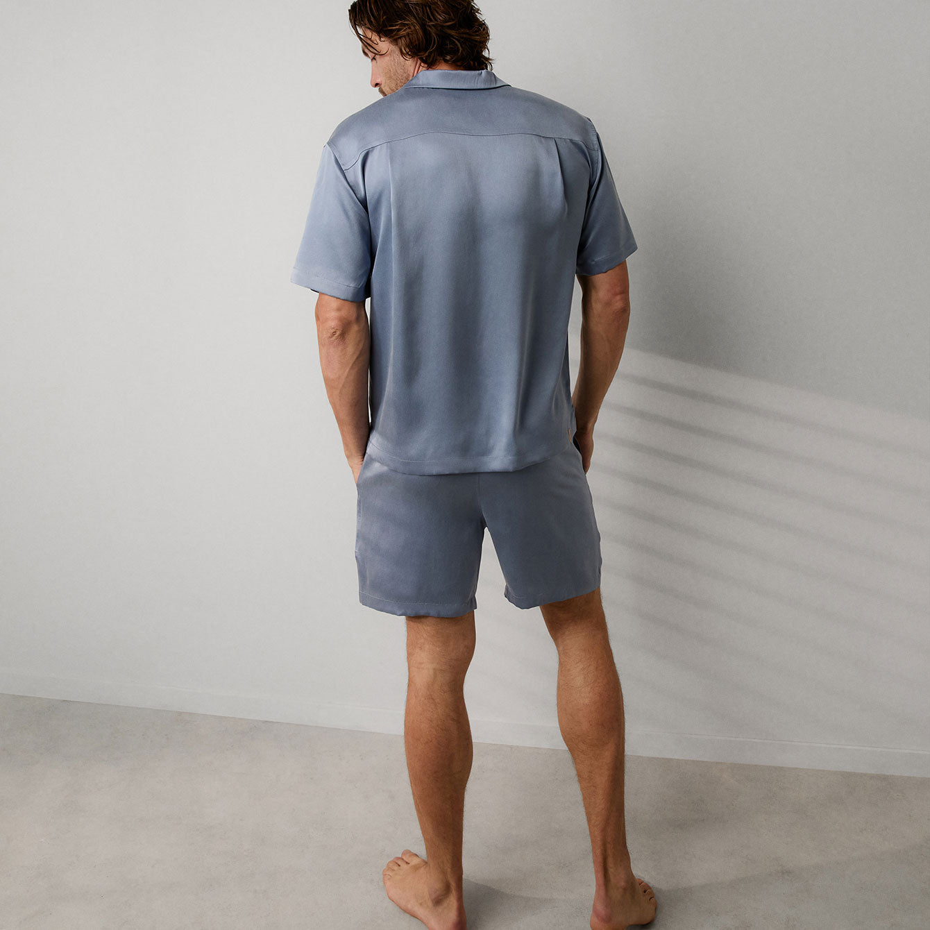 Men's Washable Silk Button Up Short Set、mySite、bengalsvssteelers