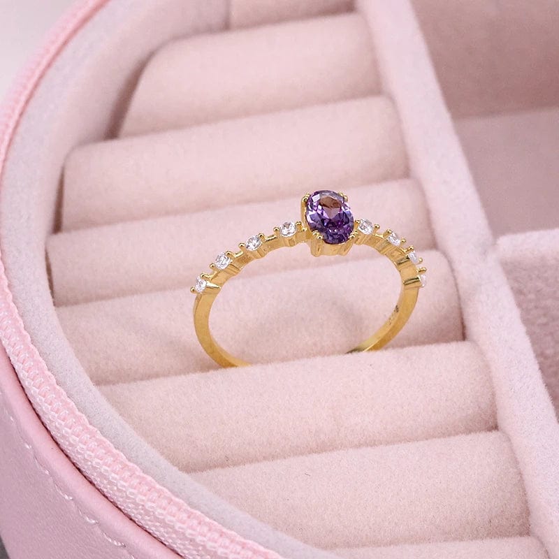 Stackable Amethyst CZ Sterling Silver Ring-Dainty, Feminine、mySite、g9winljtr