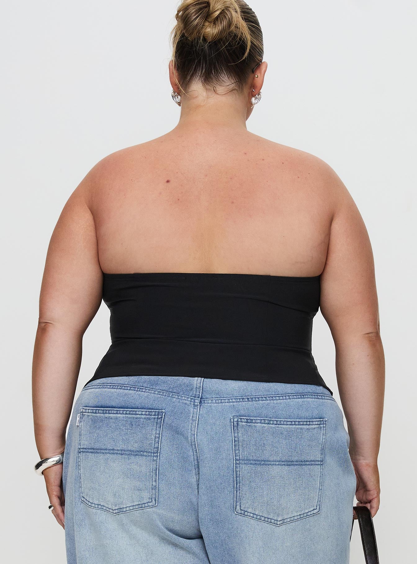 Flounce Strapless Top Black Curve、mySite、solidvoid