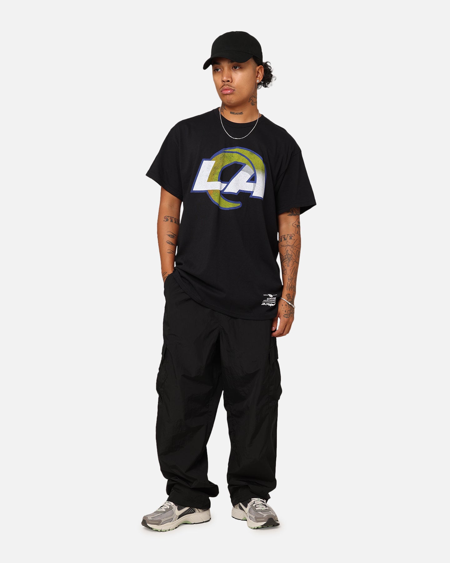 Majestic Athletic Los Angeles Rams Team Crest T-Shirt Black、mySite、zt4zffjzw