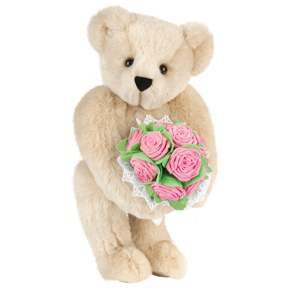 15 In. Pink Rose Bouquet Teddy Bear、mySite、g9winljtr