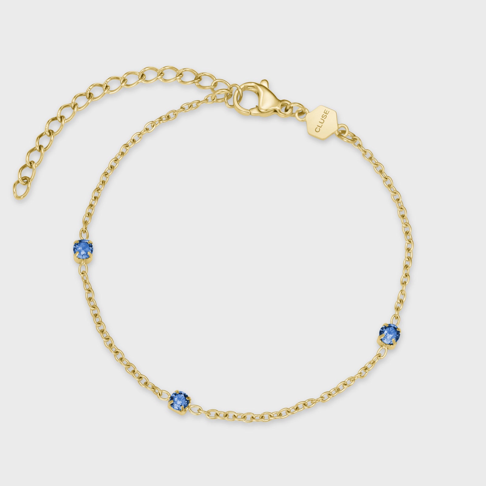 Élevé Zirconia Chain Bracelet, Kyanite Blue, Gold Colour、mySite、botmansion
