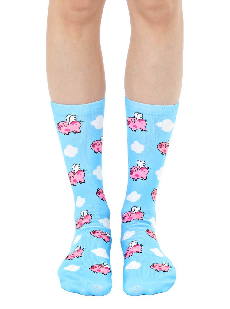 When Pigs Fly Unisex Crew Sock Lightweight *、mySite、g9winljtr