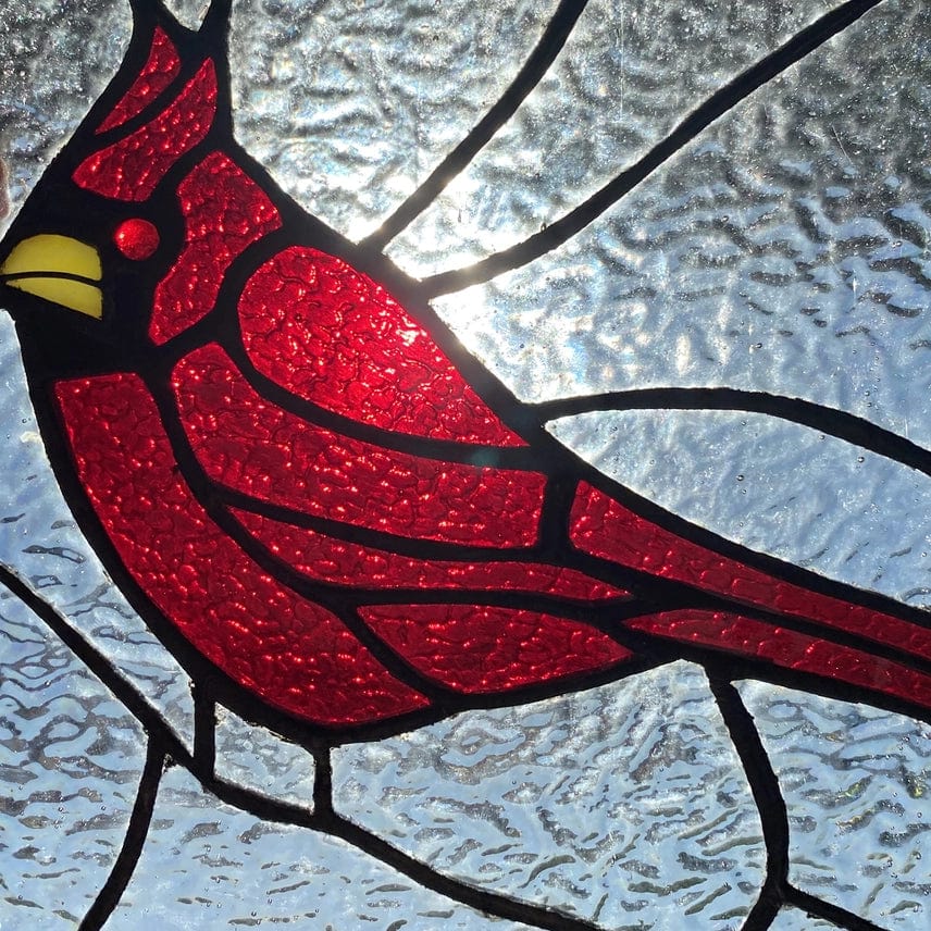 Cardinal Stained Glass Window Panel Handmade in India、mySite、g9winljtr