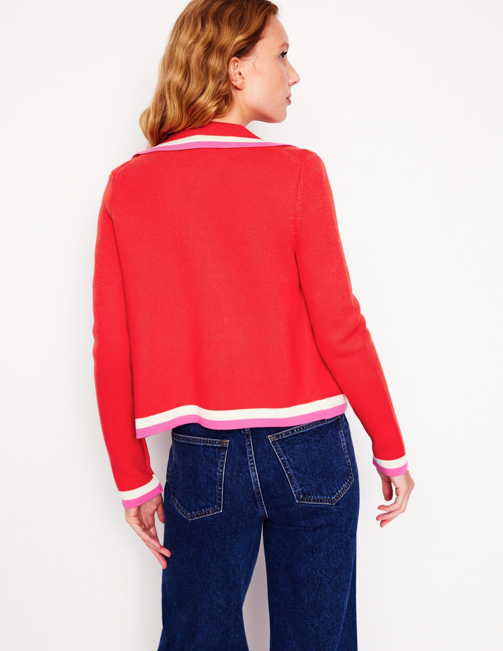  Holly Collared Knitted Jacket-Strawberry Tart Red、mySite、ashleygrahame