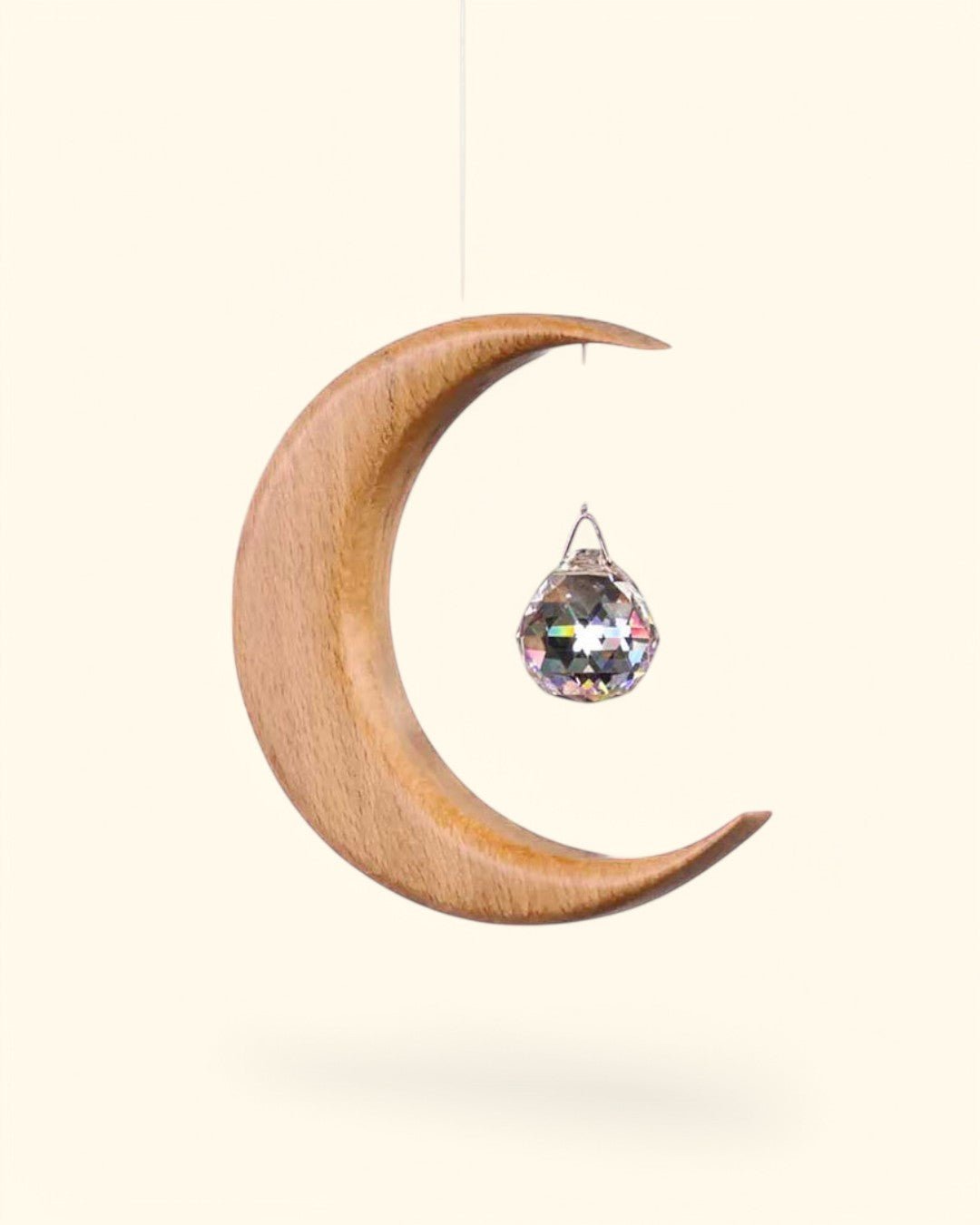 Crystal and Wood Moon Shaped Suncatcher、mySite、topwebapps
