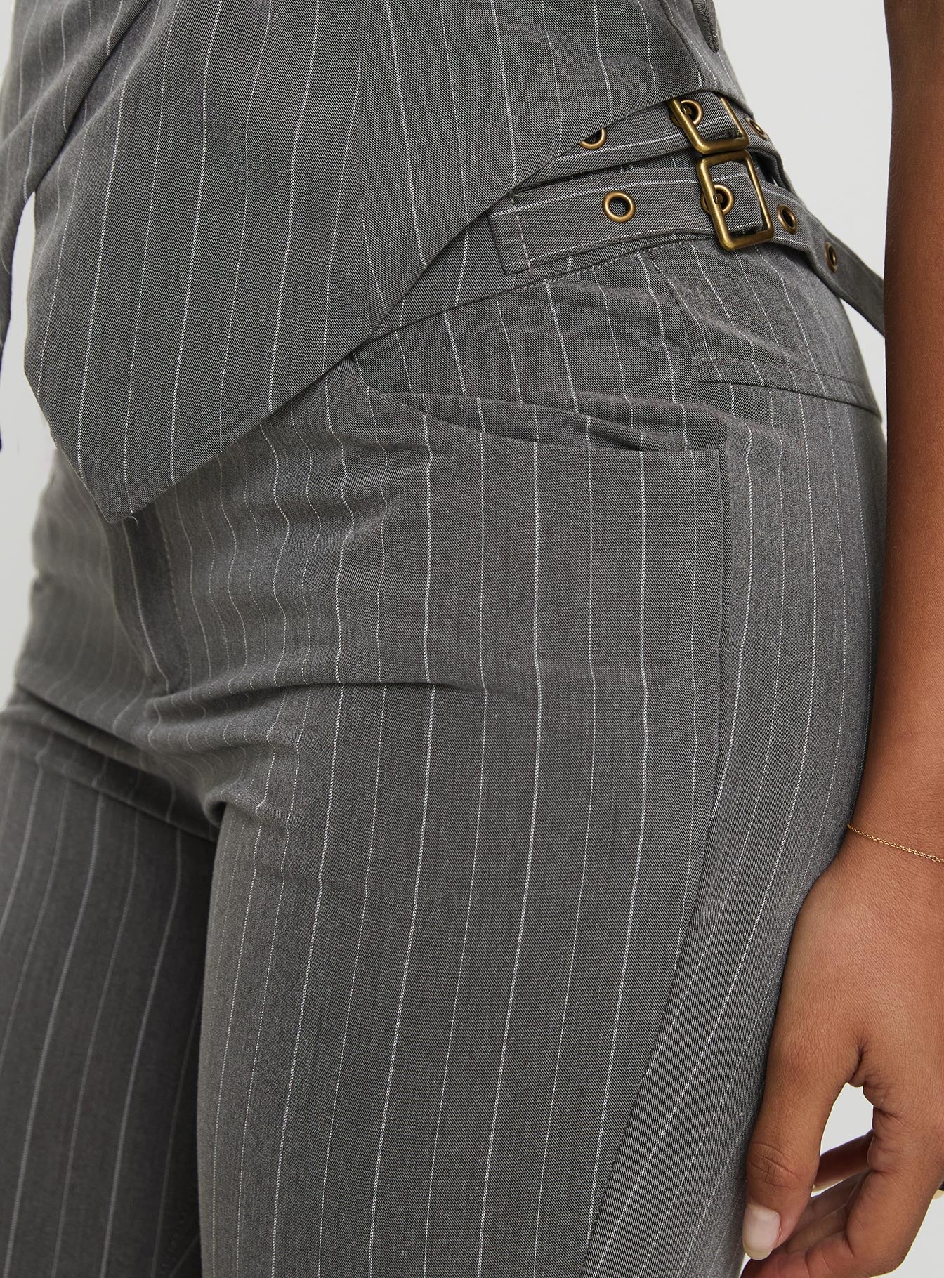 Calexico Buckle Pant Grey Pinstripe、mySite、solidvoid