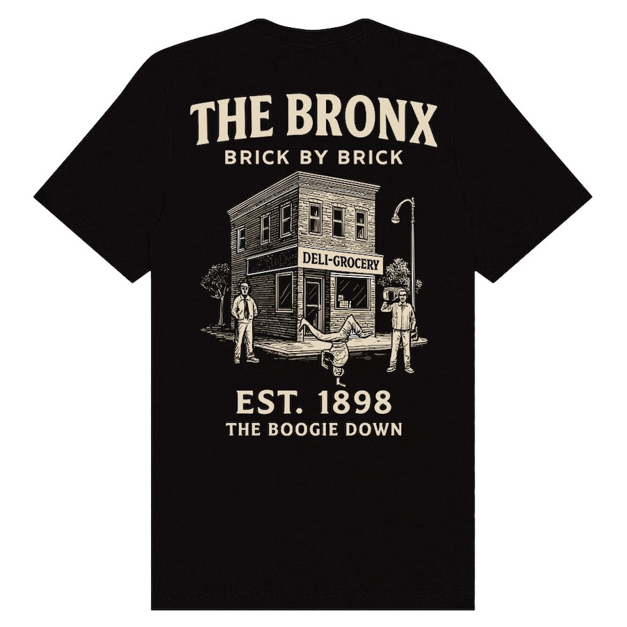 The Bronx: EST. 1898 The Boogie Down Architecture Black T-Shirt、mySite、vikingsvslions