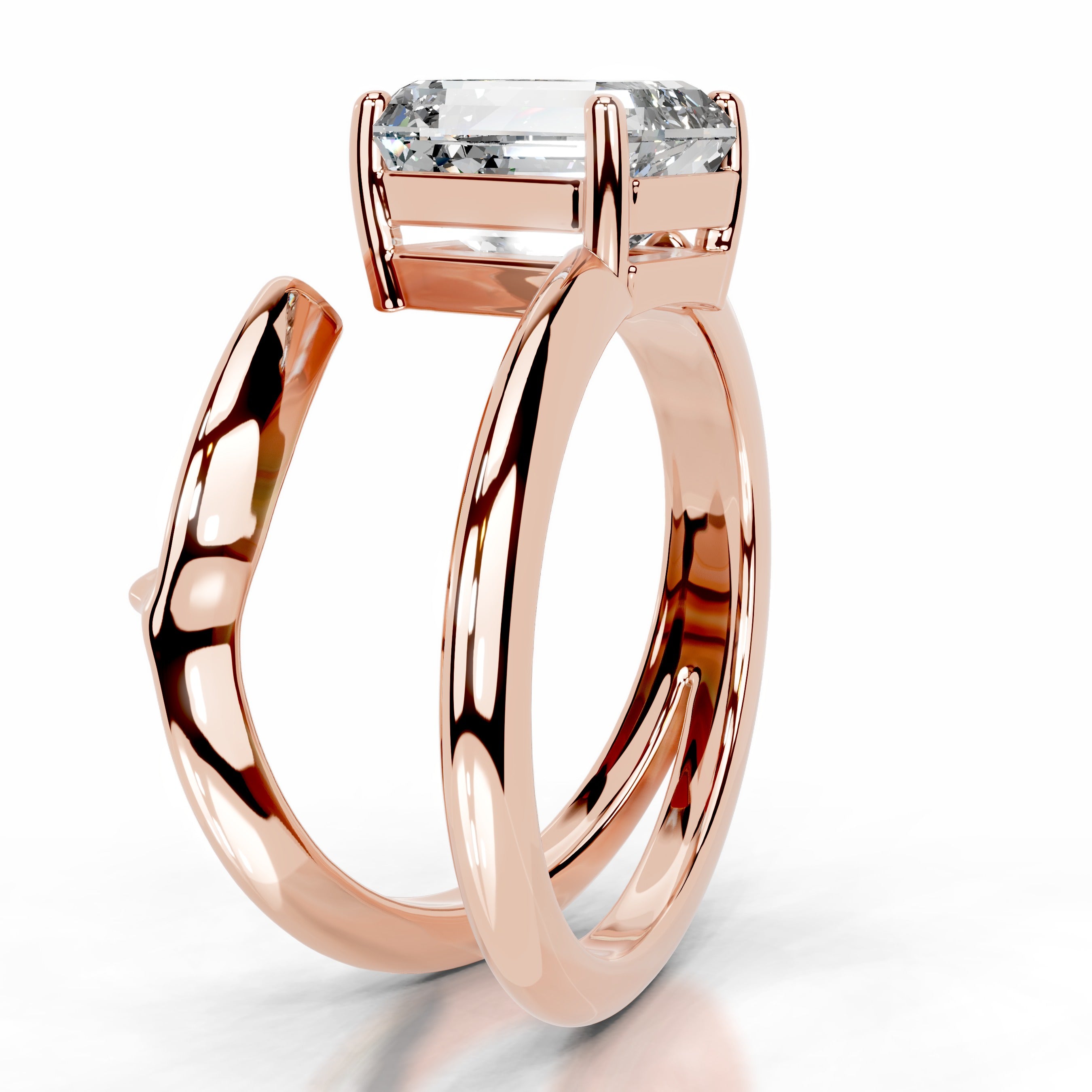 Emerald Embrace Lab Grown Diamond Ring - 14K Rose Gold、mySite、hinf8tx79