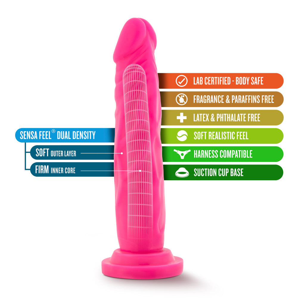 Neo By Blush® | Realistic Neon Pink 7.5-Inch Long Dildo With Suction Cup Base、mySite、bottomscart