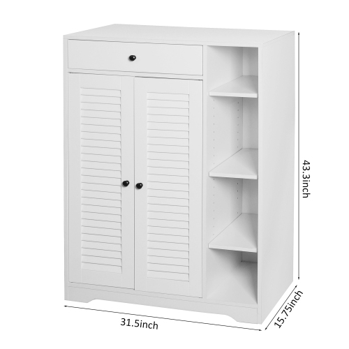 Wooden Shoe Cabinet for Entryway, White Shoe Storage Cabinet with 3 Flip Doors 20.94x9.45x43.11 inch、、casual