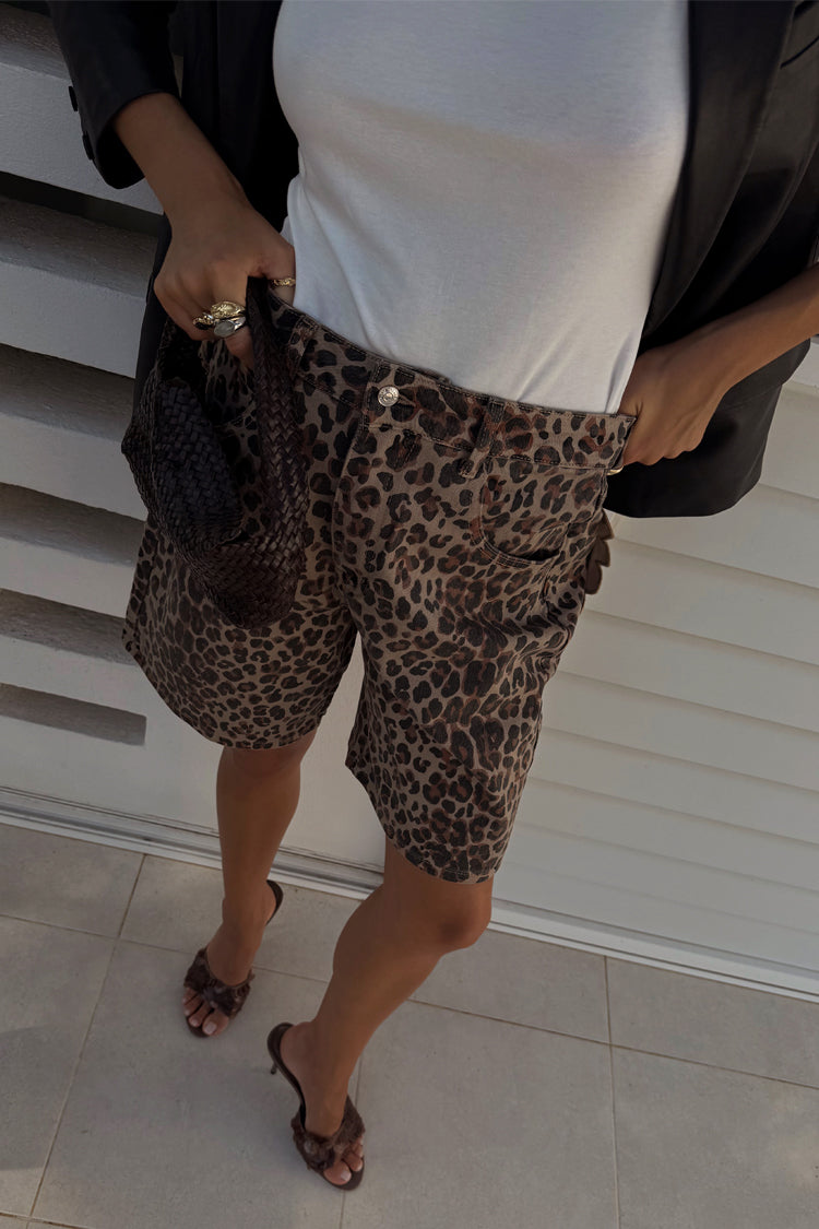 Leopard Lucia Scallop Pocket Long Shorts、mySite、solidvoid