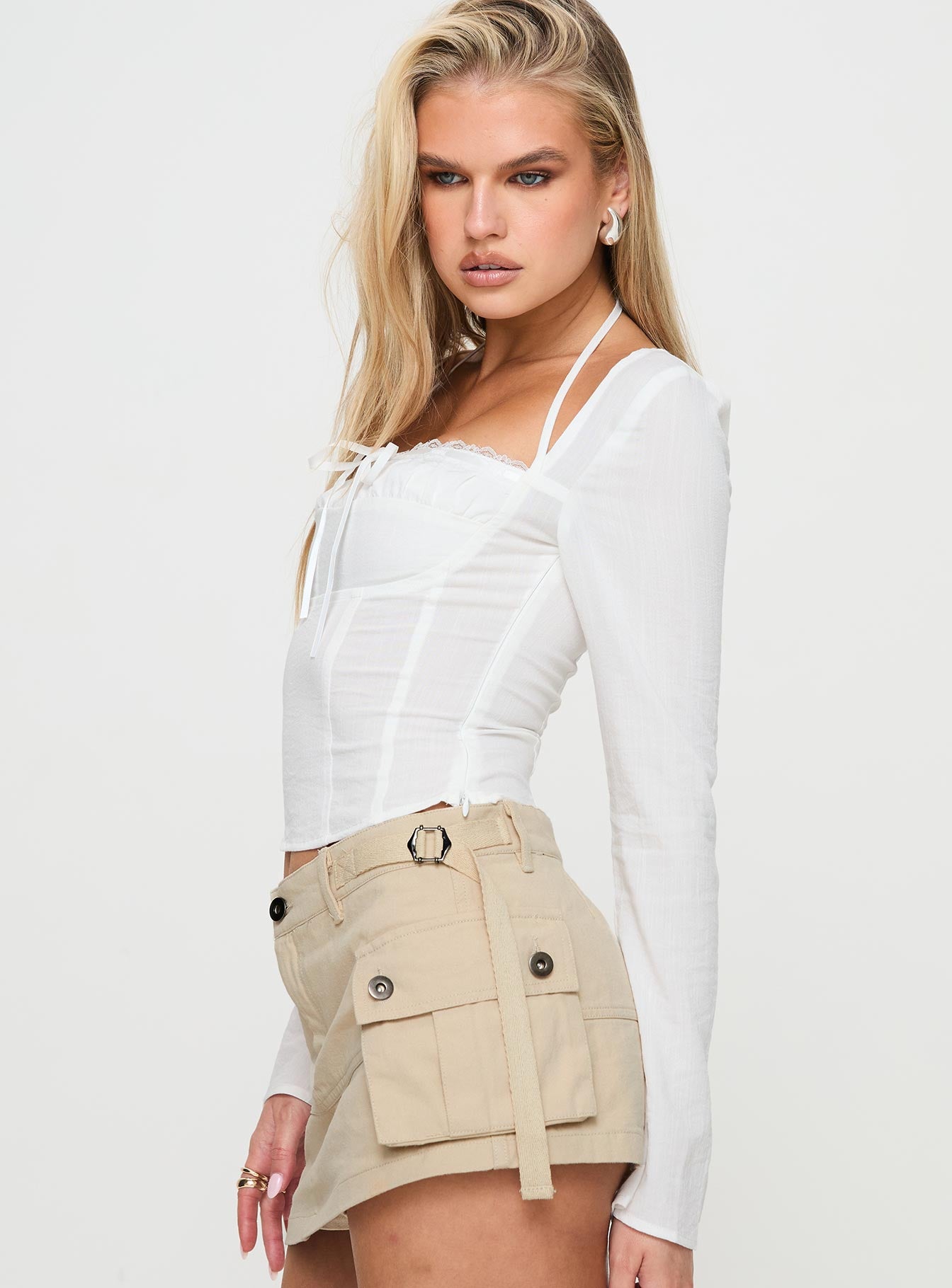 Talgada Long Sleeve Top White、mySite、solidvoid