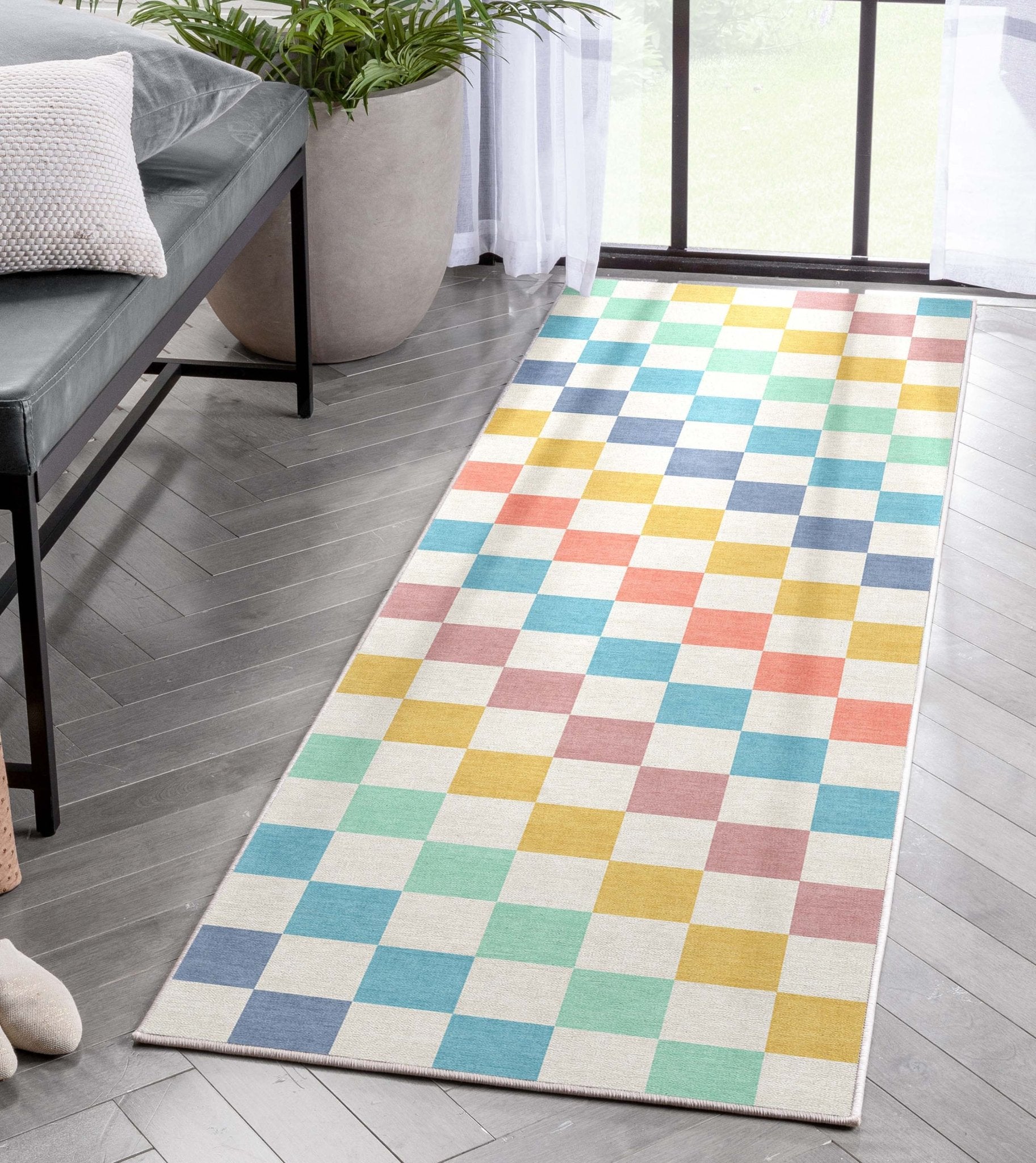 Squares Modern Geometric Boxes Flat-Weave Rug、mySite、gigharbornorthrealestate