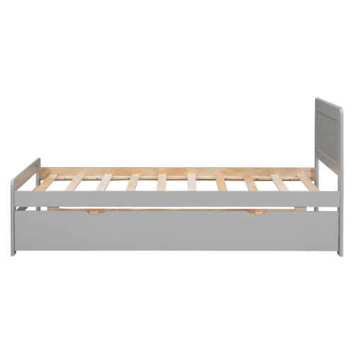 Modern Design Twin Size Platform Bed Frame with 2 Drawers for Grey Color、、xpatfood