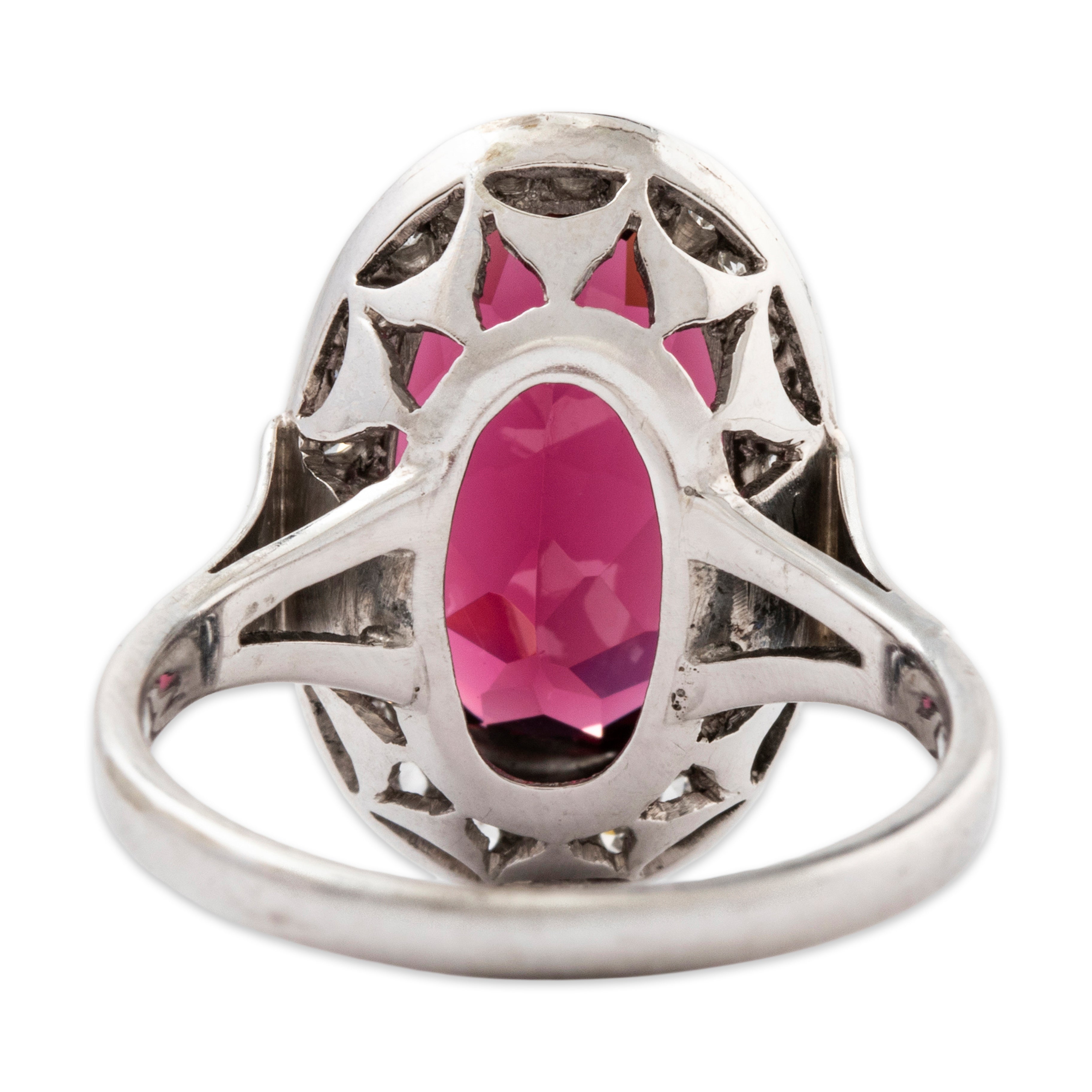 Large Vintage 14k White Gold 6.74ct Rhodolite Garnet diamond Halo Ring 9、mySite、hinf8tx79