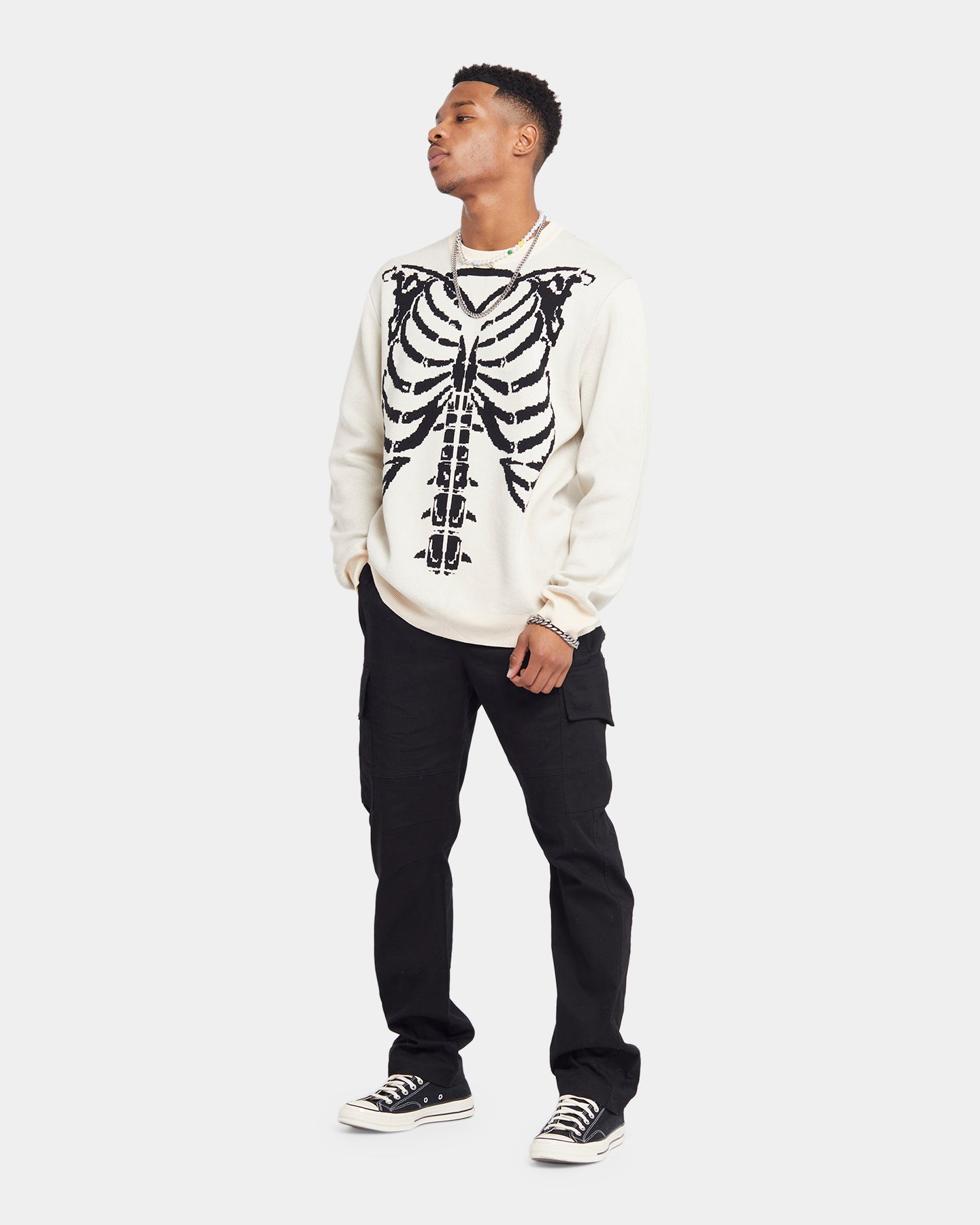 XXIII Isaac Knit Skeleton Sweater Black/White、mySite、zt4zffjzw