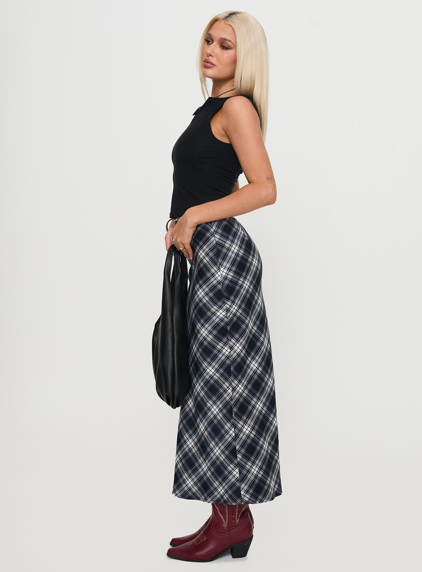 Everlie Low Waist Maxi Skirt Check Multi、mySite、solidvoid