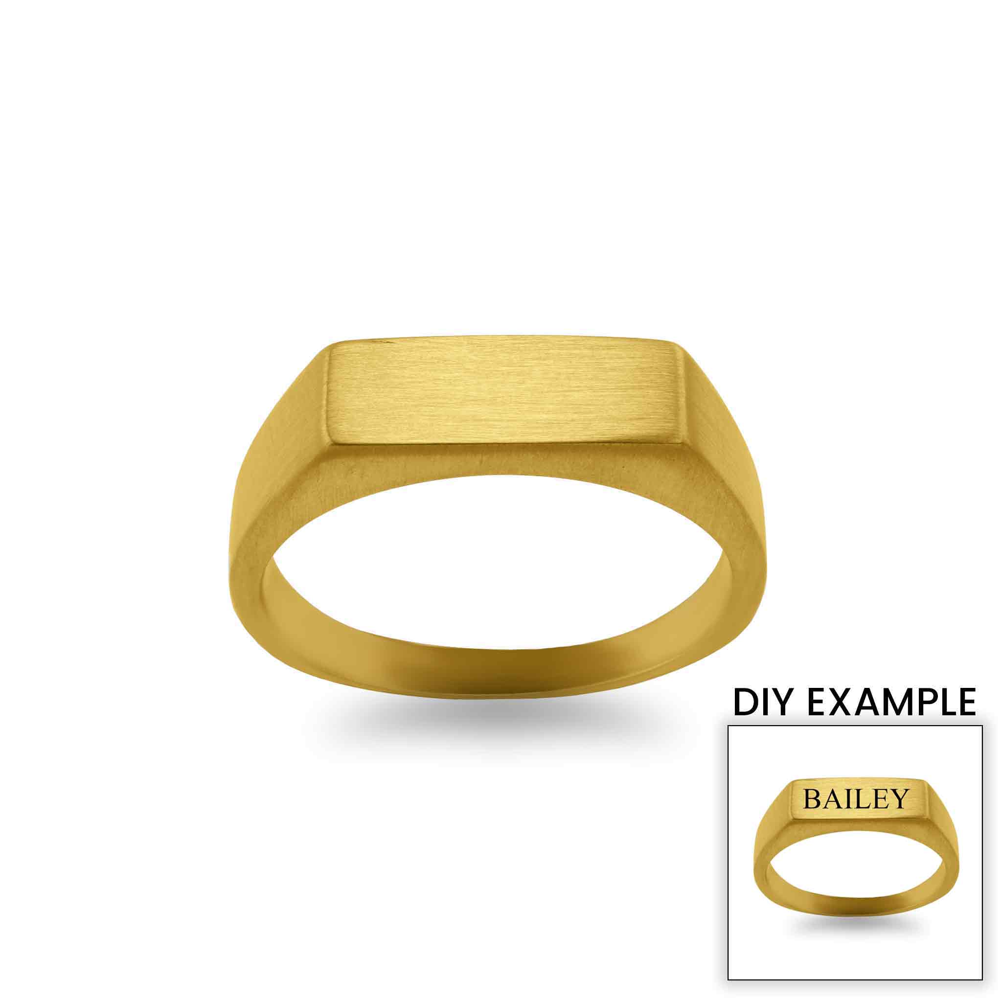 18K Gold PVD Stainless Steel Blank Engravable Rectangle Signet Ring / ESR0002、mySite、dreamappss