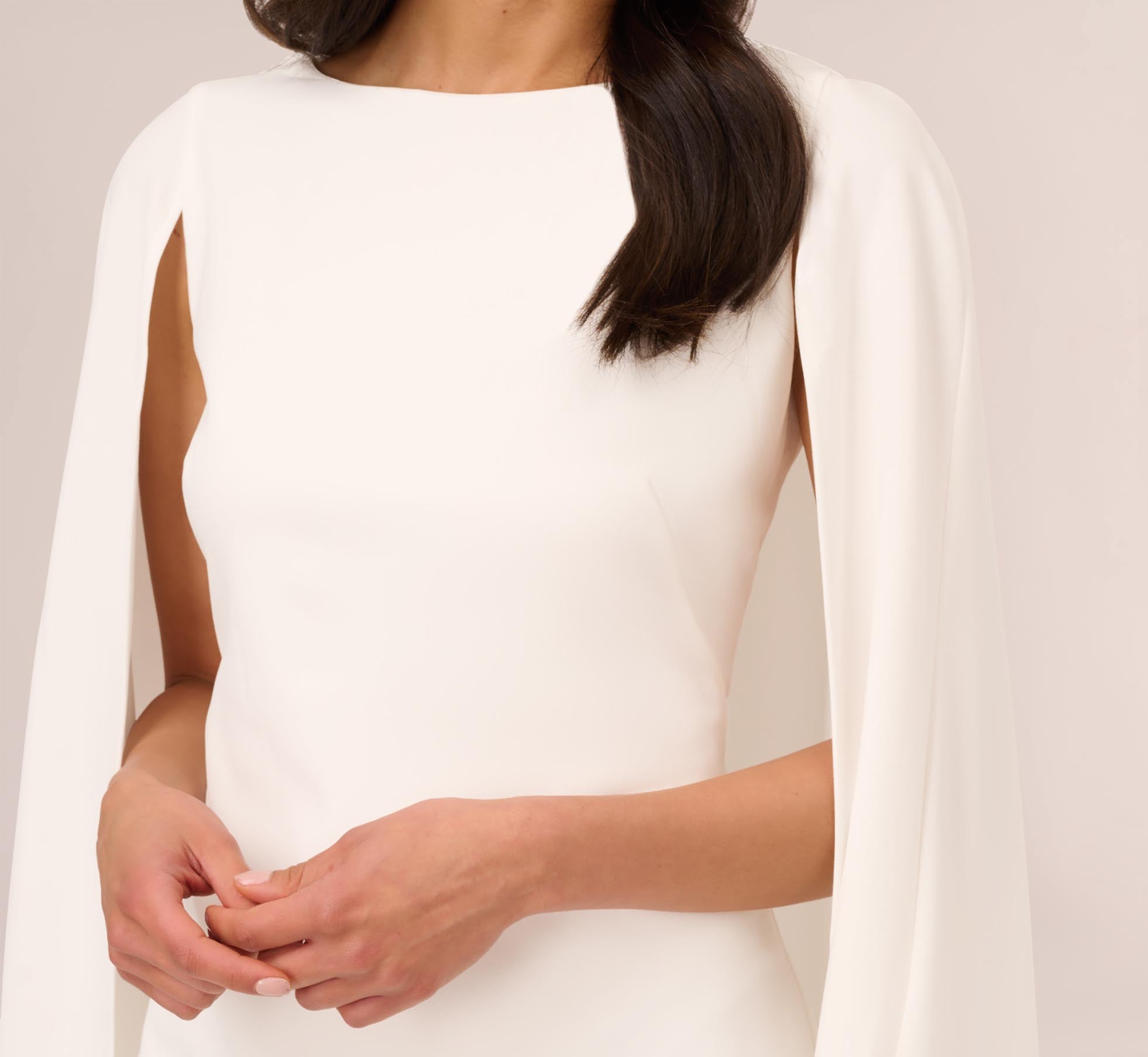 Structured Cape Sheath Dress In Ivory、mySite、solidvoid