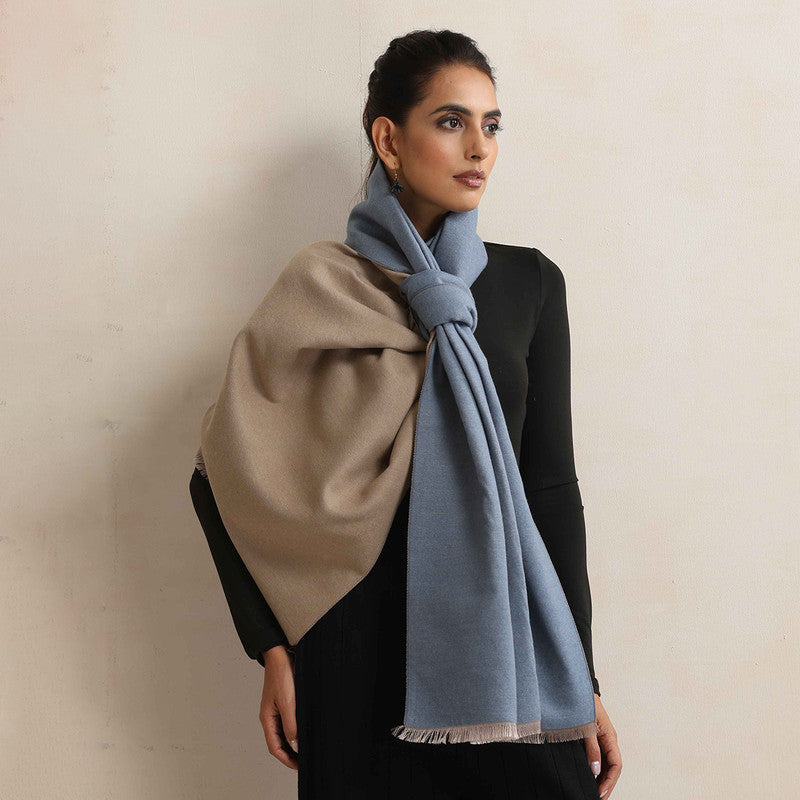 Woolen Solid Stole | Reversible | Blue、mySite、camillekostekn