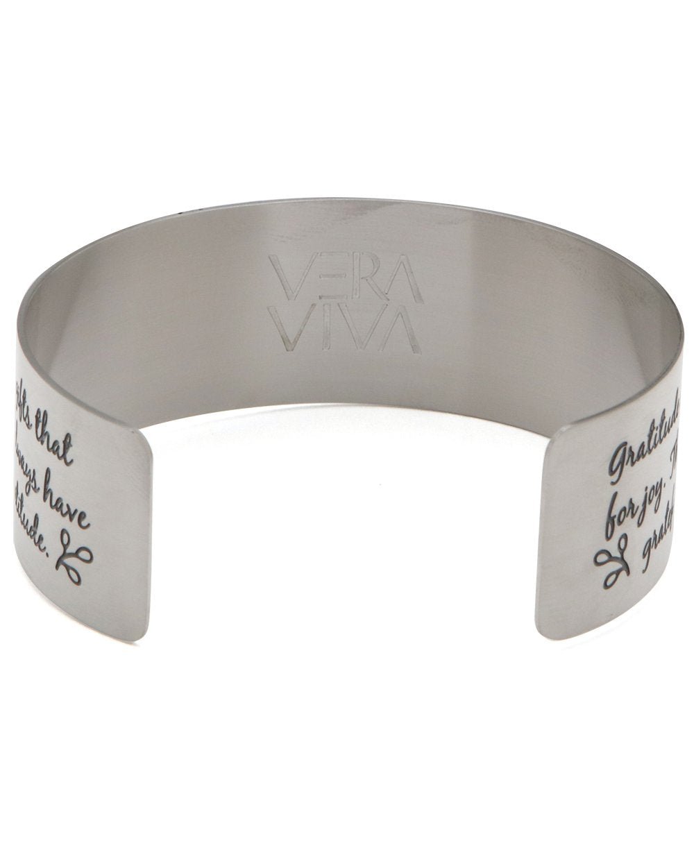 Live in Gratitude Stainless Steel Adjustable Inspirational Cuff Bracelet、mySite、topwebapps