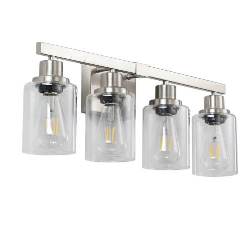 37" Modern 6-Light Bathroom Vanity Light Fixture - Brushed Nickel Finish with Clear Glass Shades, Perfect for Bathroom, Vanity, and Dressing Area Lighting (No Bulbs)、、eastwooduniform