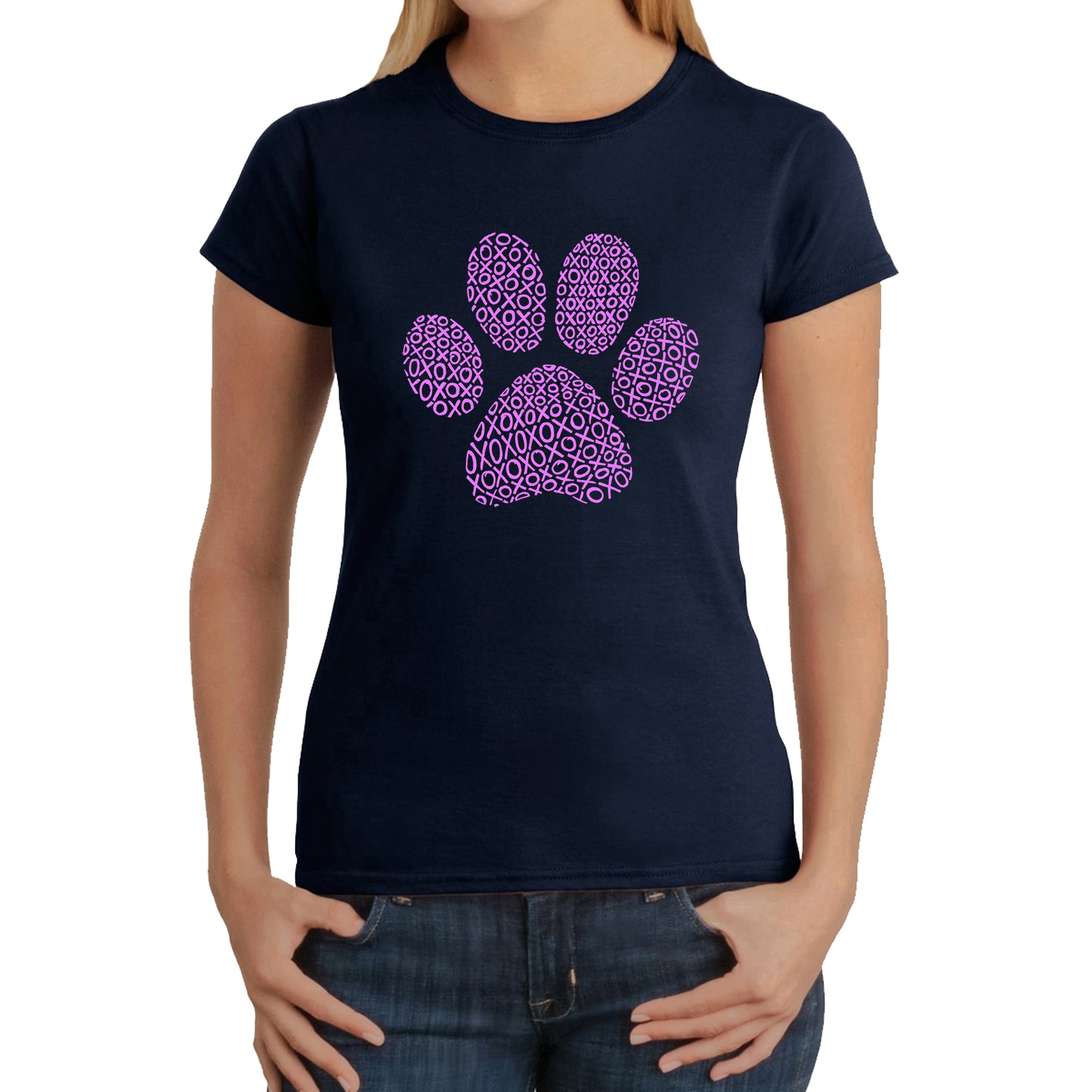 XOXO Dog Paw - Women's Word Art T-Shirt、mySite、camillekostekn