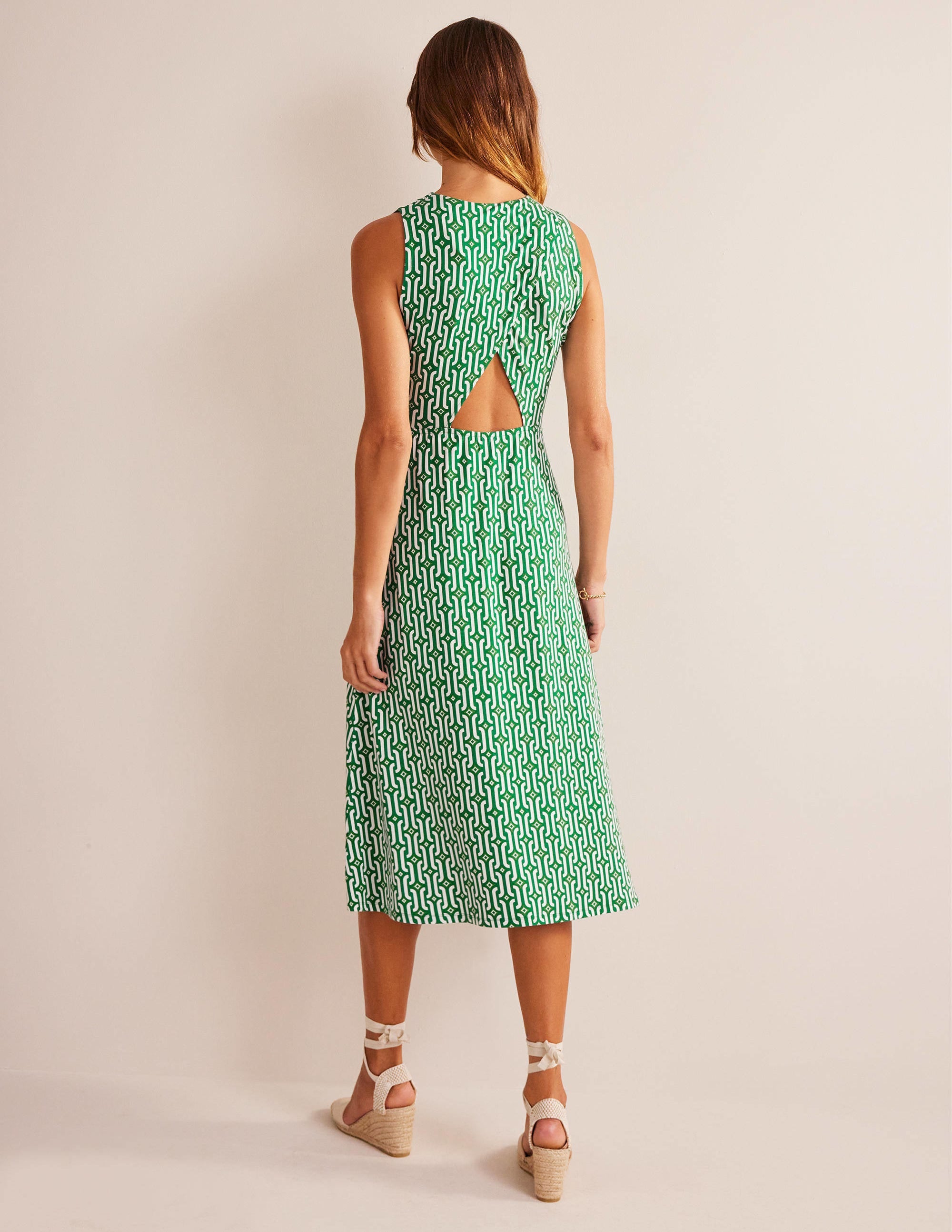  Cut-out Jersey Midi Dress-Bright Emerald, Azure Geo、mySite、ashleygrahame
