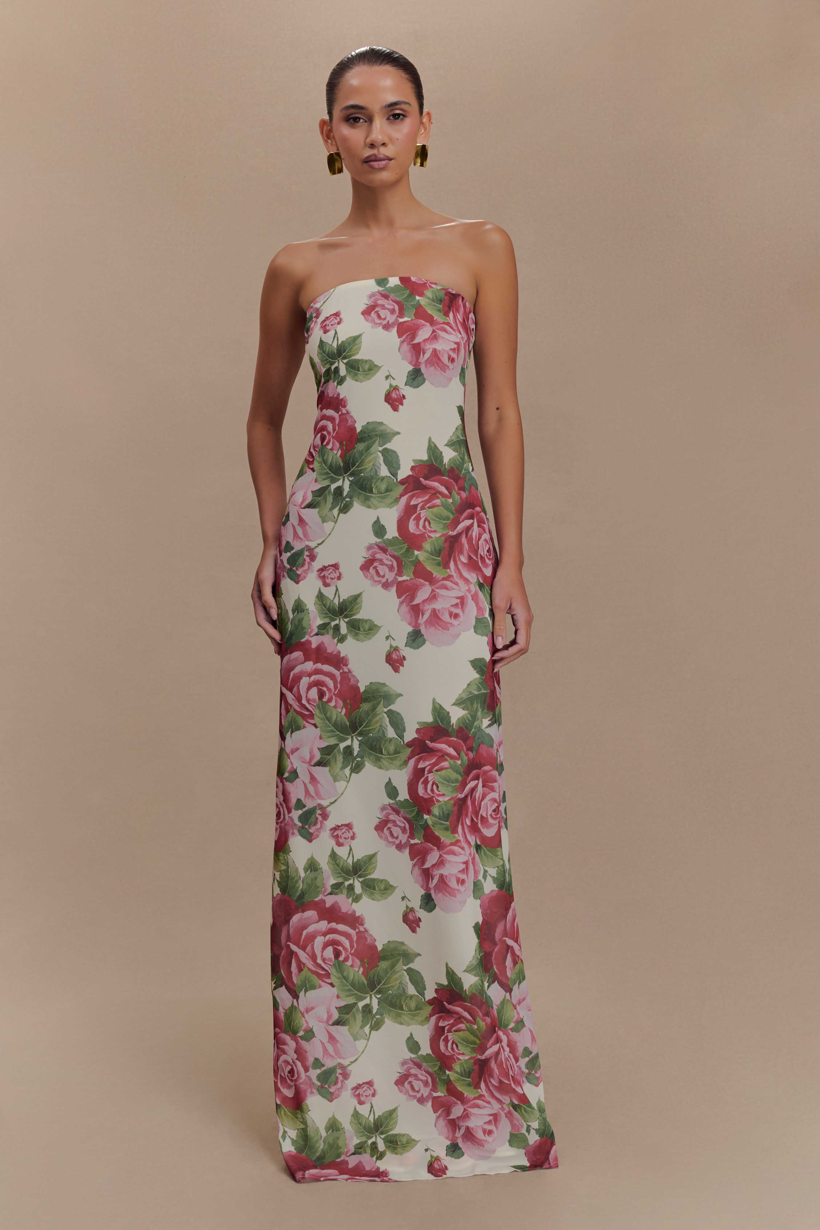 Ella Strapless Chiffon Maxi Dress - Sonia Rose Print、mySite、solidvoid