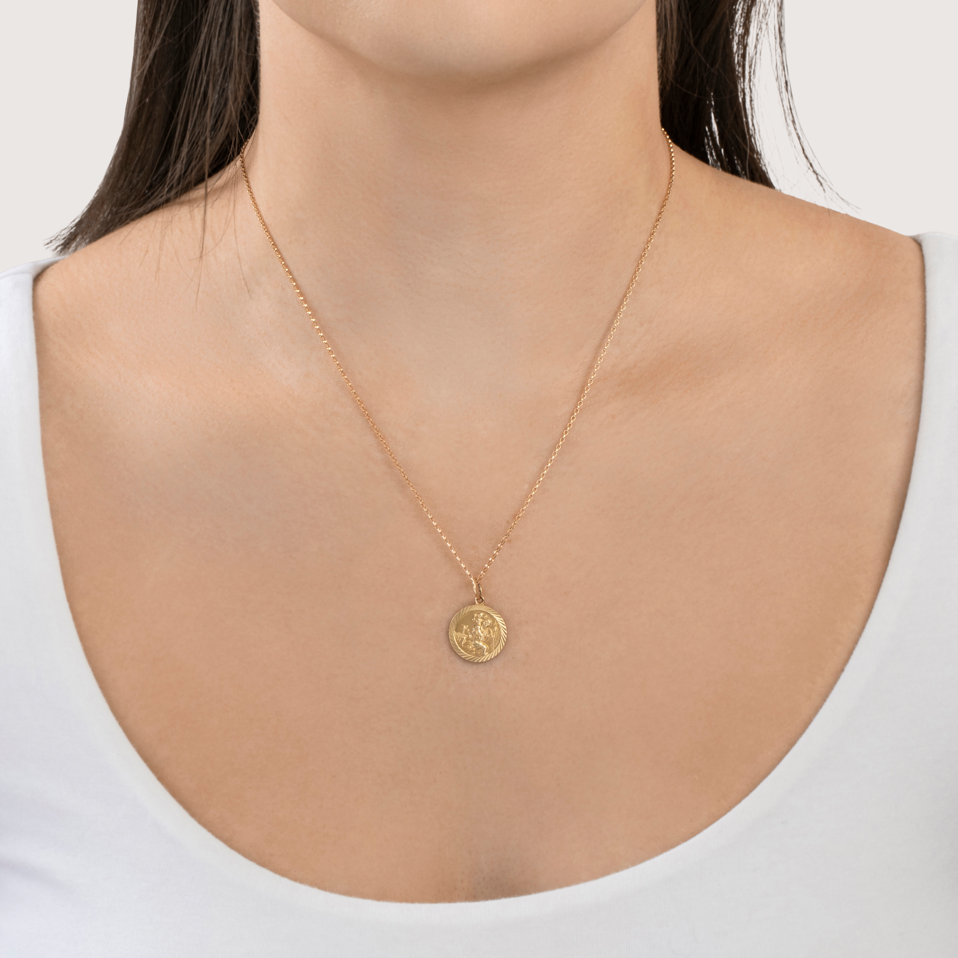 Vintage English 9k Yellow Gold St. Christopher Medallion Charm / Pendant、mySite、hinf8tx79