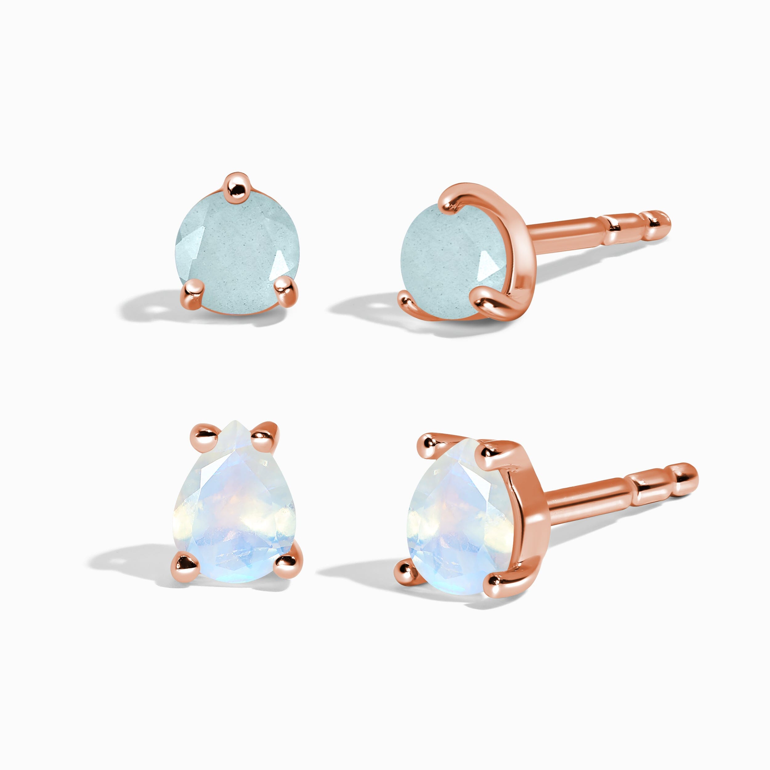 Aquamarine Moonstone Petite Round & Teardrop Studs、mySite、hinf8tx79