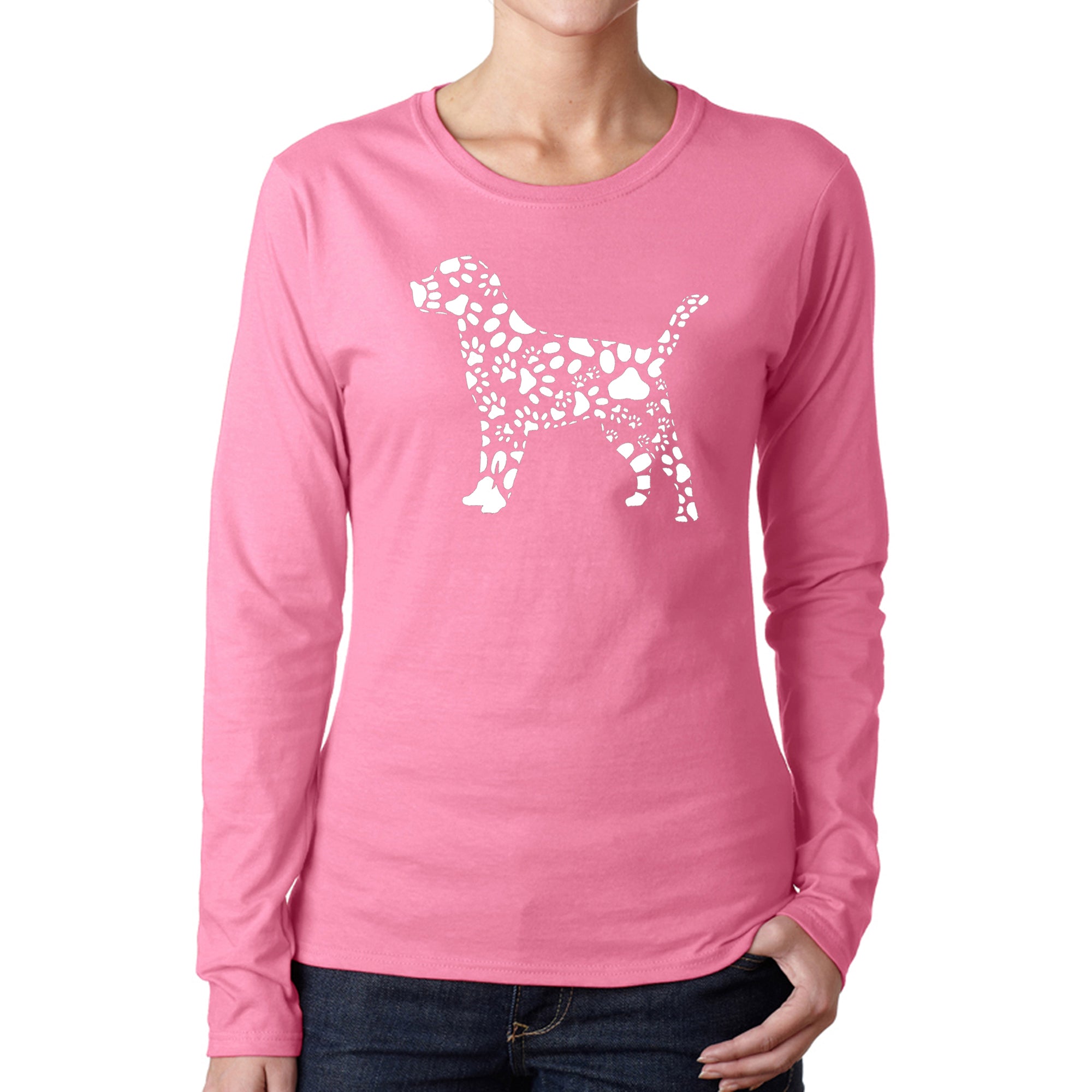 Dog Paw Prints - Women's Word Art Long Sleeve T-Shirt、mySite、camillekostekn