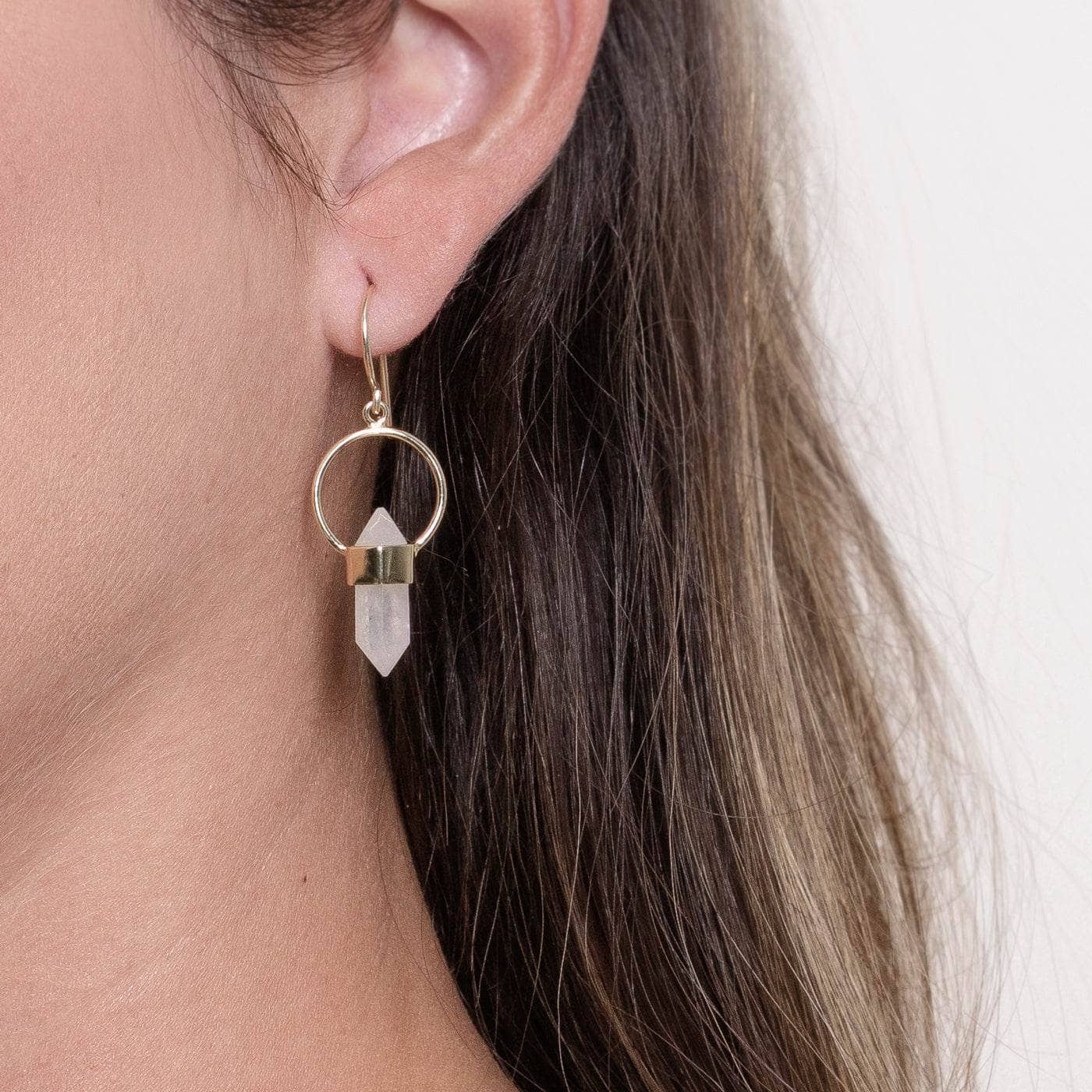 Rainbow Moonstone Crystal Point Earrings、mySite、hinf8tx79