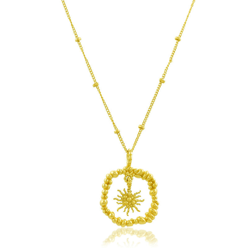 Sun Burst Charm Necklace | 14K Gold Plated、mySite、camillekostekn