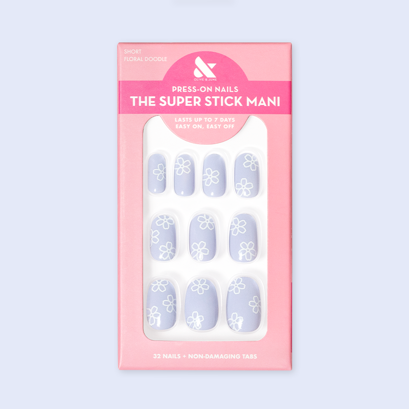 Floral Doodle | Short | Round - Tab Press-On、mySite、solidvoid