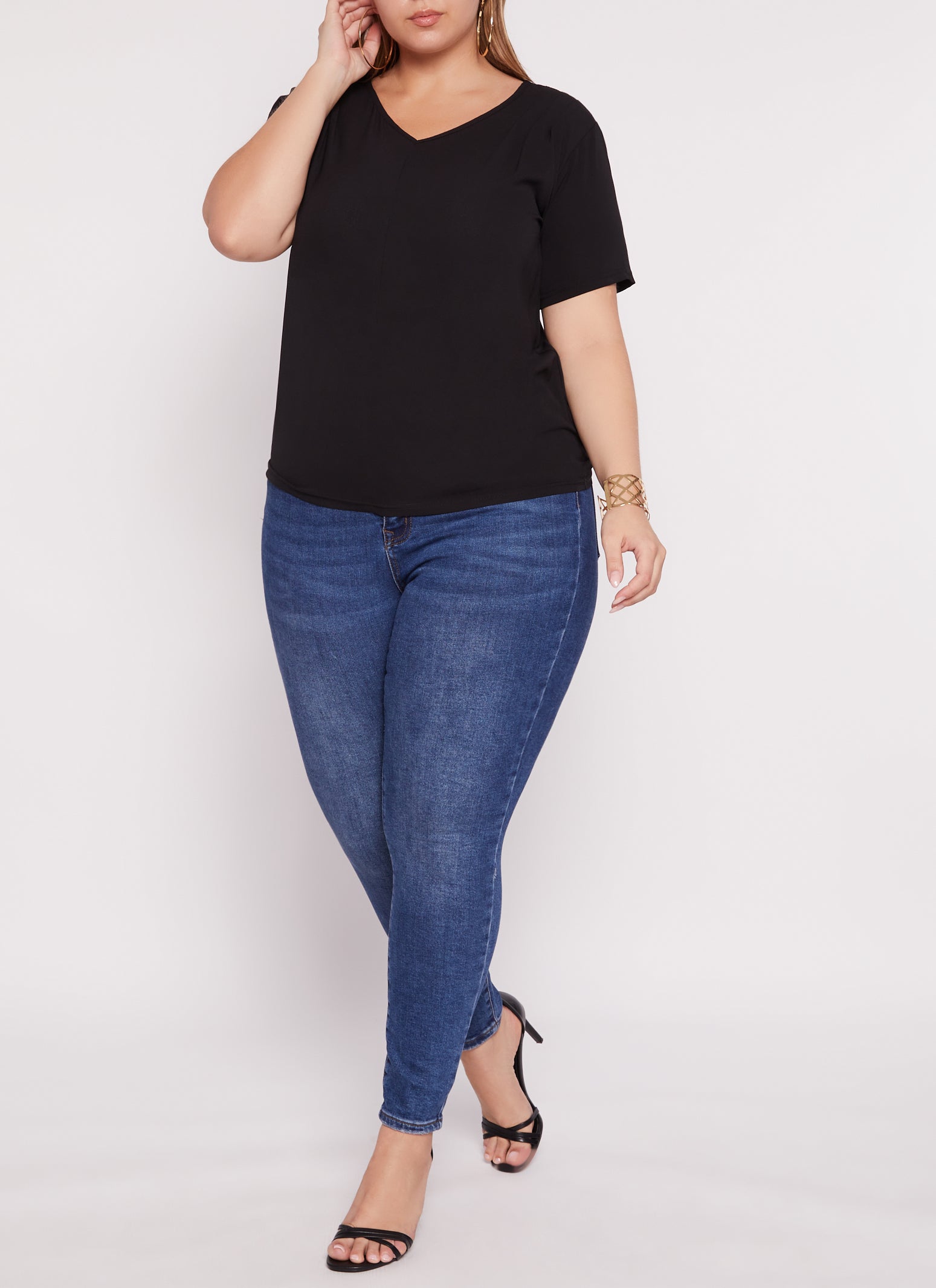 Plus Size V Neck Short Sleeve Tee、mySite、camillekostekn