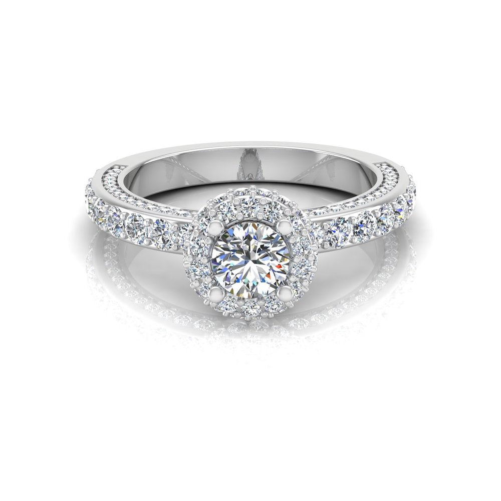 Petite Round Moissanite Halo Engagement Ring、mySite、hinf8tx79