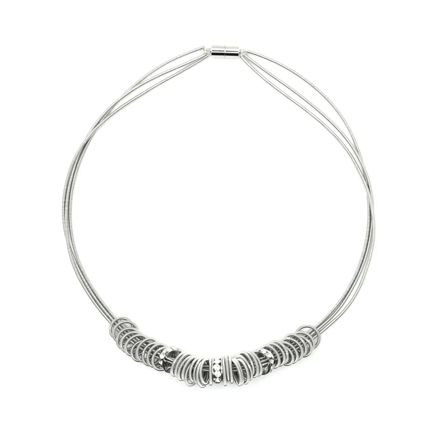  Silver Wire Necklace with Sliver Rings and Crystals、mySite、elrpsem3k