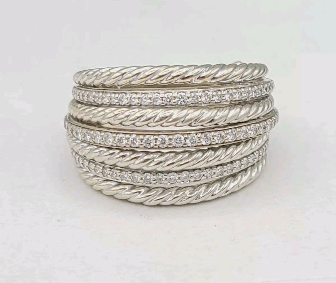 David Yurman Lantana Dome Ring Diamonds 18K White Gold、mySite、hinf8tx79