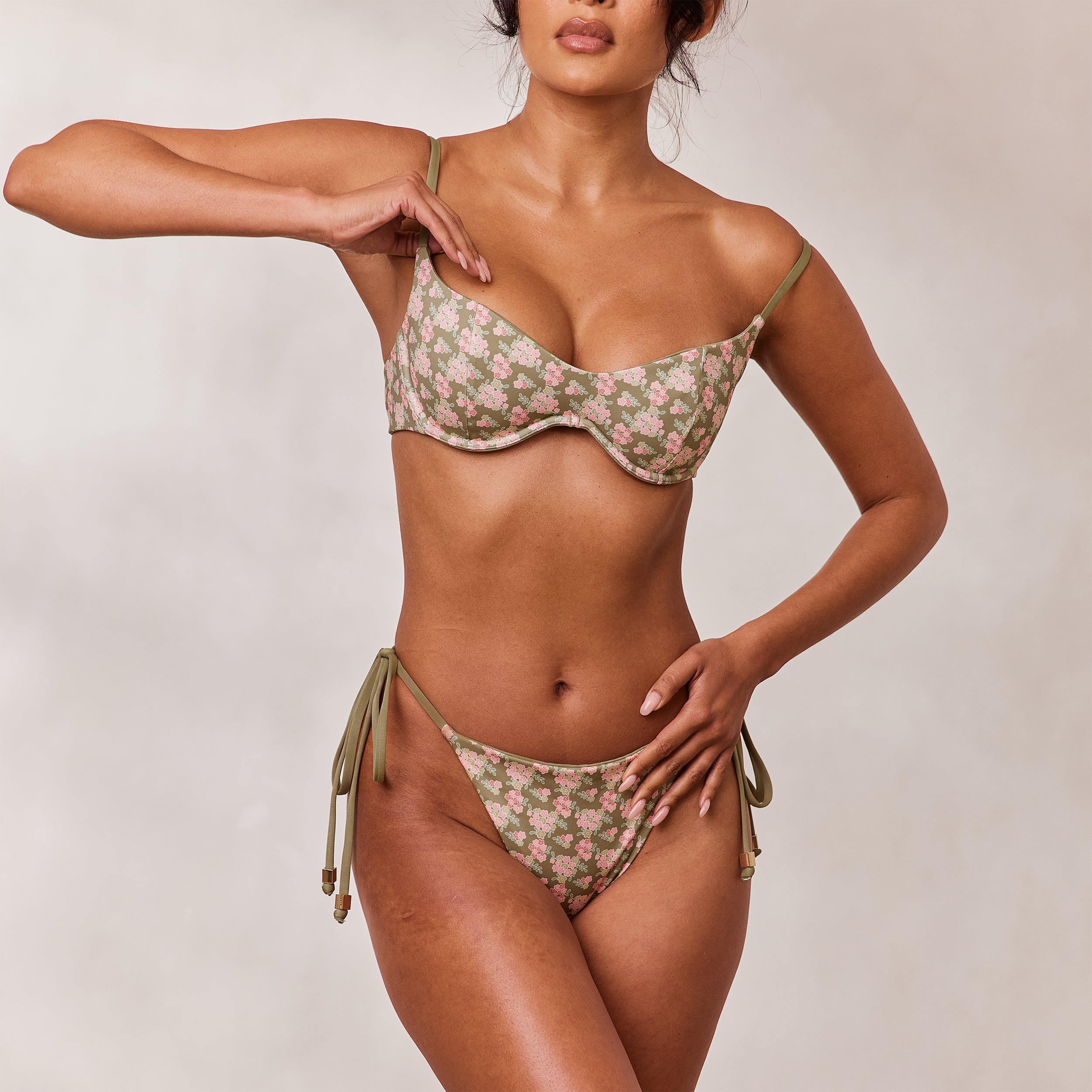 Reversible Tie Side Bikini Briefs - Green/Floral、mySite、bengalsvssteelers