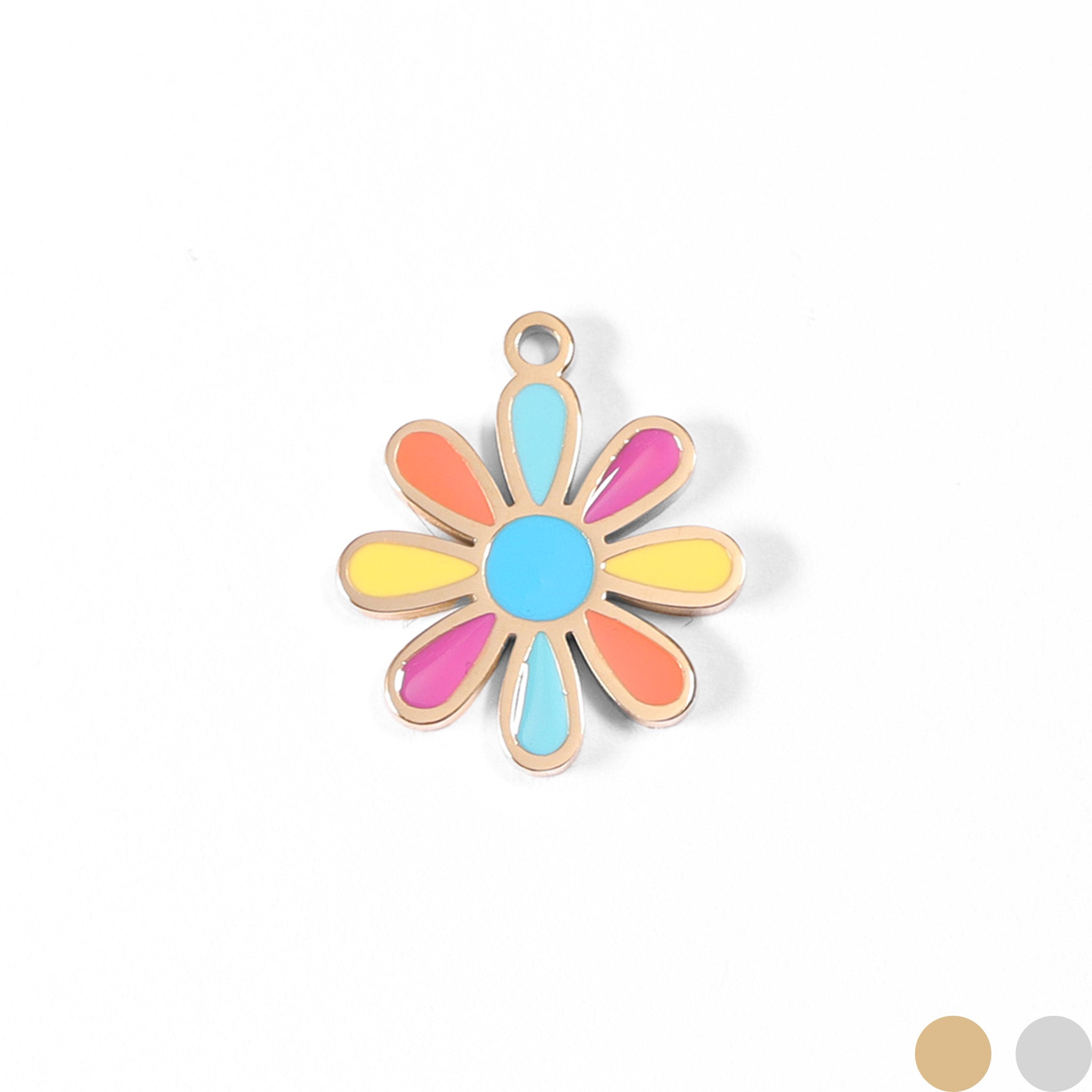 18K Gold PVD Stainless Steel Multi-Colored Epoxy Flower Charm / PDL0092、mySite、dreamappss