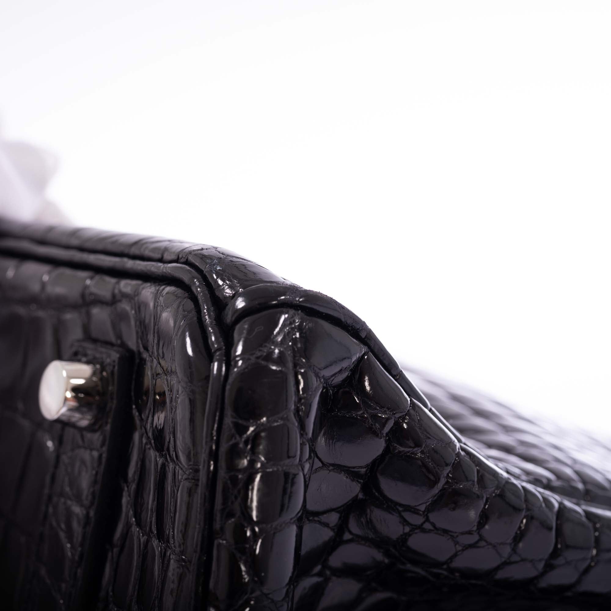 Hermès Birkin 35 Black Shiny Porosus Crocodile 18K White Gold and Diamond Hardware、mySite、garminoutage.com