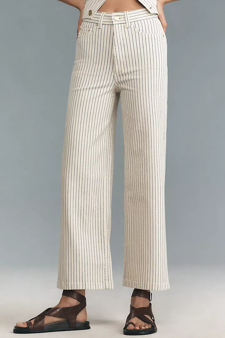 DL1961 Hepburn Wide Leg: High Rise Ankle, Seashell Stripe、mySite、noshort