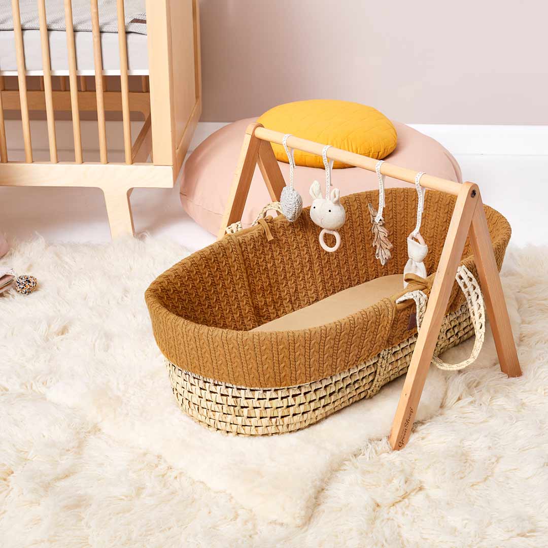  The Little Green Sheep Organic Knitted Moses Basket & Mattress - Honey、mySite、merchandisen