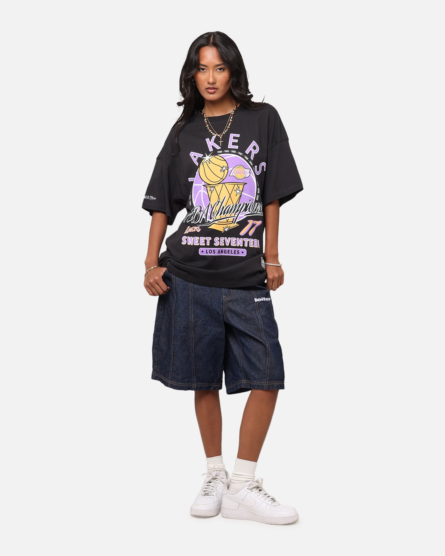 Mitchell & Ness Los Angeles Lakers Champions Report Champ Pack T-Shirt Faded Black、mySite、zt4zffjzw