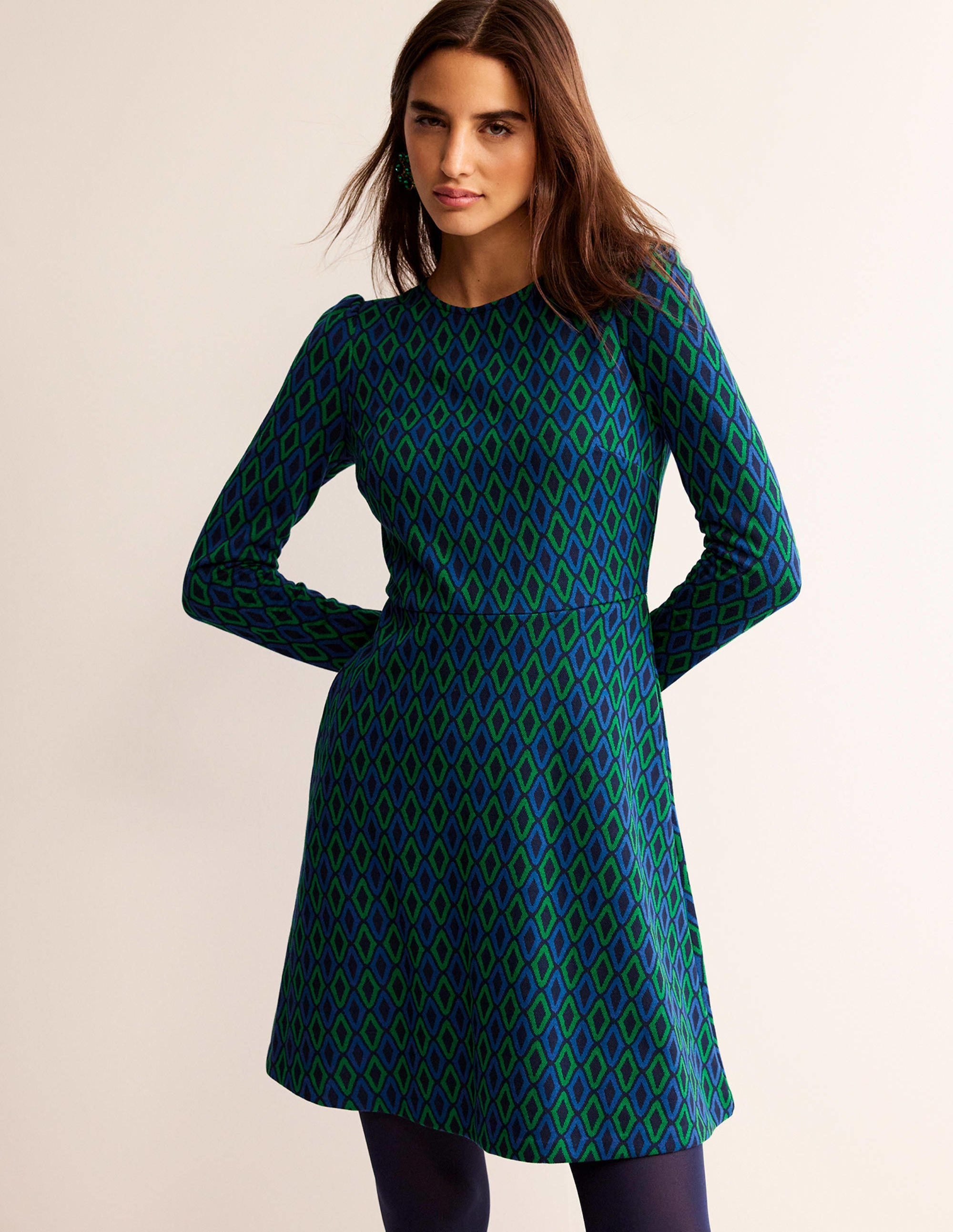  Jacquard A-Line Short Dress-Atlantic, Azure Jacquard、mySite、ashleygrahame