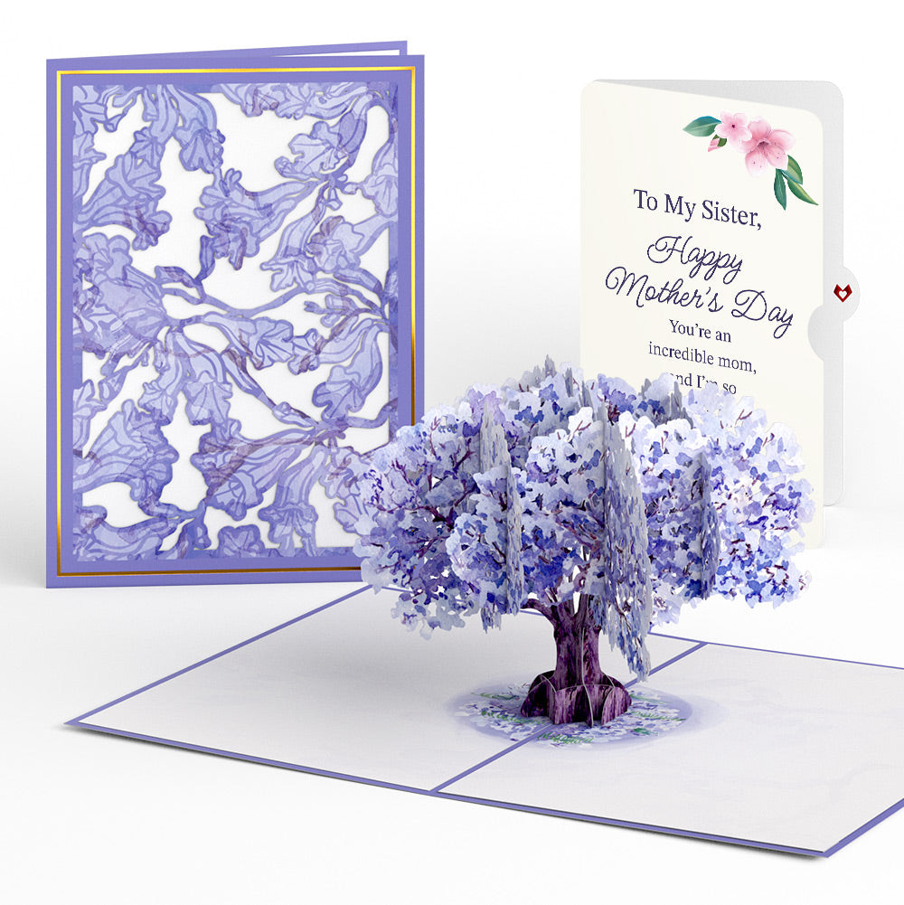 Watercolor Jacaranda Tree Mother's Day Pop-Up Card and Sentiment Set for Sister、mySite、solidvoid