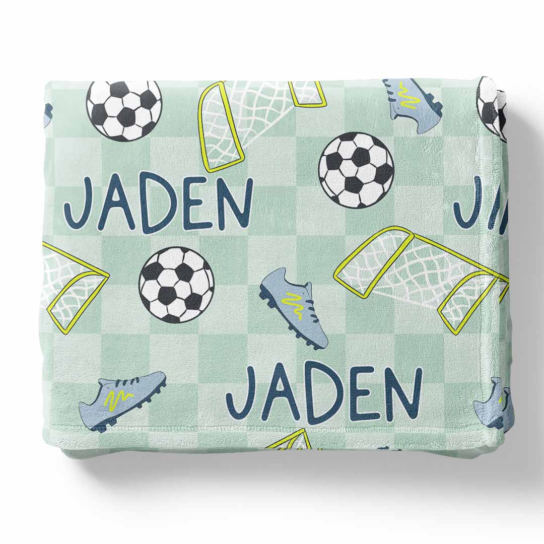  Soccer Star Personalized Kids Blanket | Green、mySite、layawaytickets