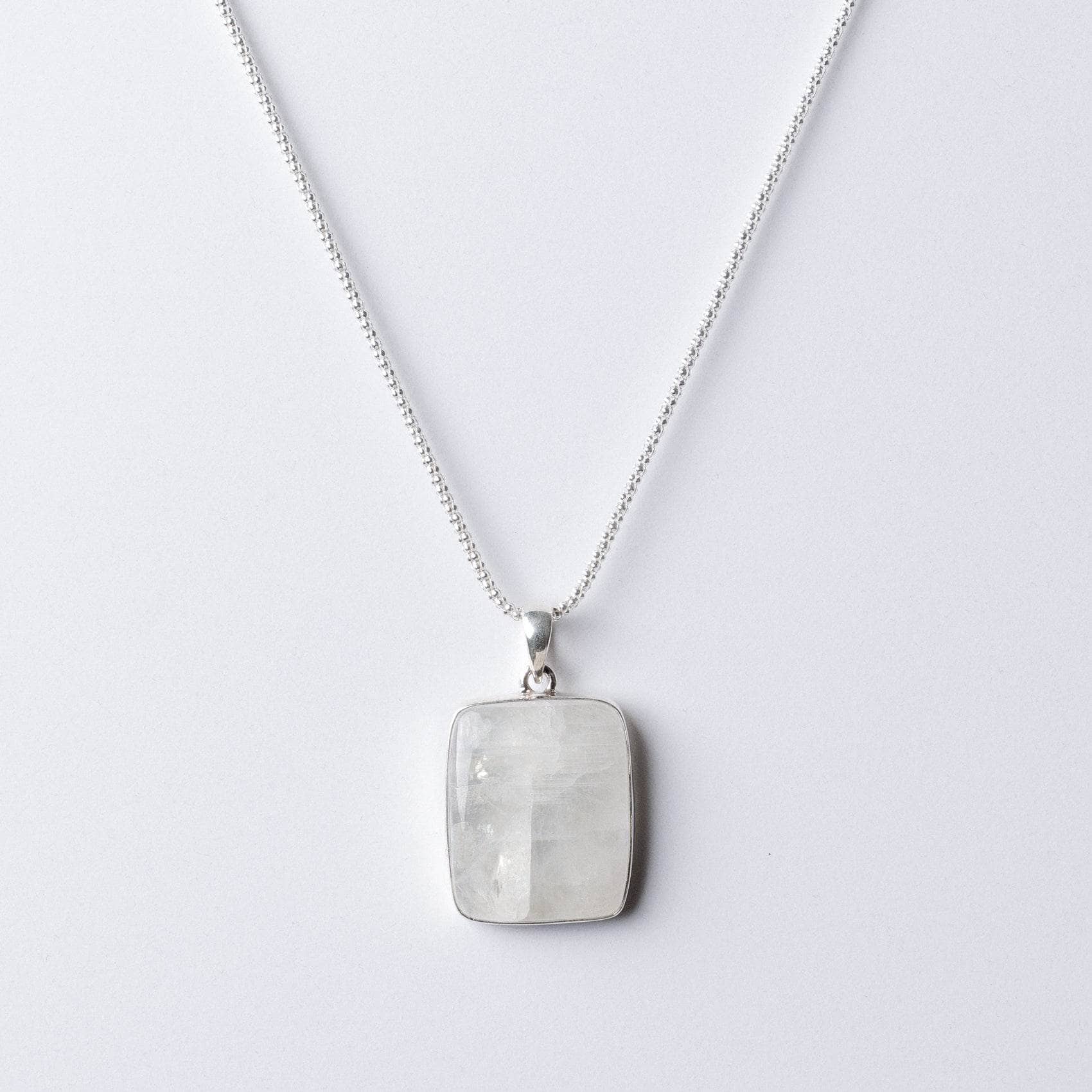 Rainbow Moonstone Square Pendant Necklace、mySite、hinf8tx79